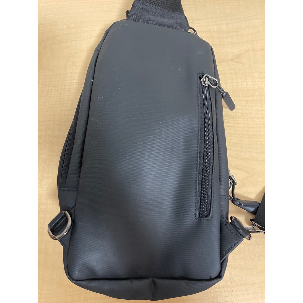 Black Crossbody Sling Bag with USB Charging Port Water Resistant Travel Pack